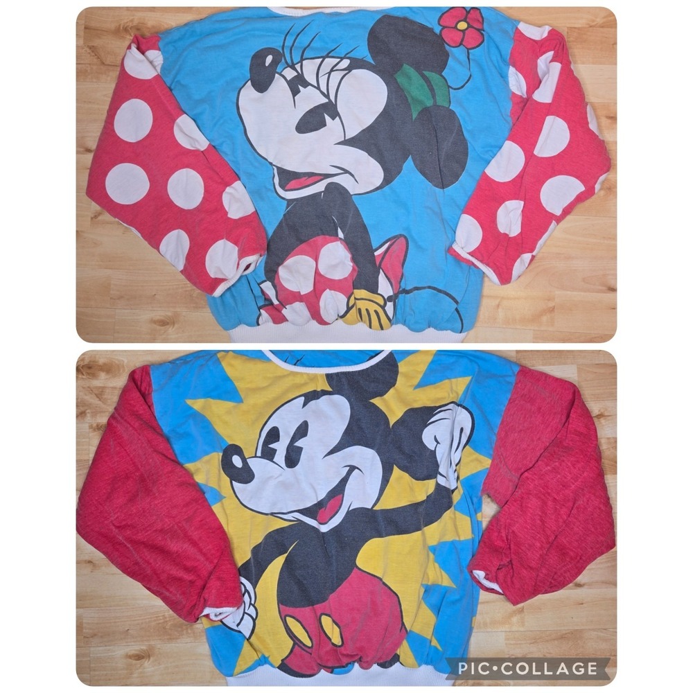 Vintage M/L Mickey Minnie Reversible Quilted Filled Sweatshirt Disney Unisex